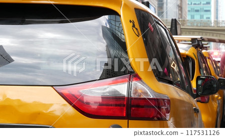New York City Grand Central Terminal railway station, 42 street. Manhattan Midtown. Yellow taxi, USA 117531126