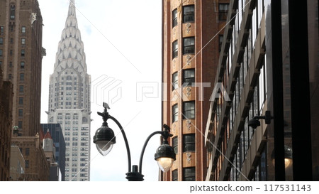 New York City Manhattan Midtown urban architecture. Chrysler building, 42 street skyscraper, USA. 117531143