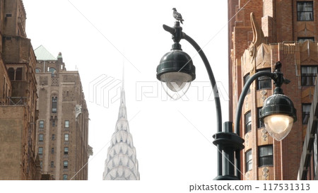 New York City Manhattan Midtown urban architecture. Chrysler building, 42 street skyscraper, USA. 117531313