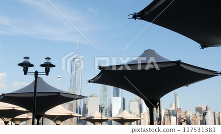 New York City waterfront skyline, Manhattan Downtown Financial district, World Trade Center cityscape 117531381