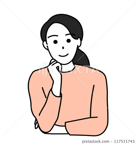 Illustration of a young woman with a cane Illustration of a young woman with a cane 117531743