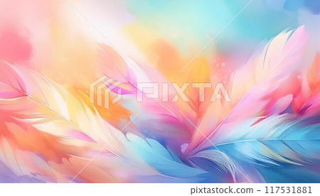 Colorful fluffy feathers background 117531881
