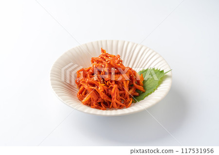 Squid kimchi on a white background 117531956