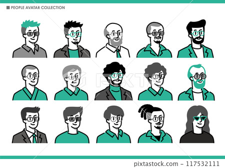 A set of simple men icons. Glasses. A set of simple men icons. Glasses. 117532111