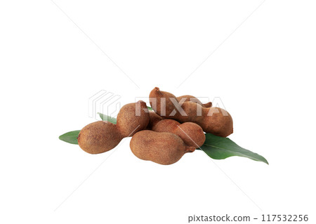 PNG,Ripe tamarind with leaves, isolated on white background PNG,Ripe tamarind with leaves, isolated on white background 117532256