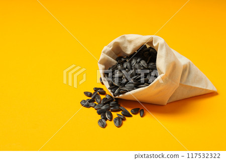 Sunflower seeds, concept of tasty snack, concept of harvest Sunflower seeds, concept of tasty snack, concept of harvest 117532322