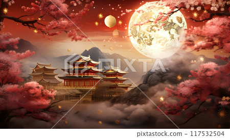 Magical Oriental Background AI Artwork 117532504