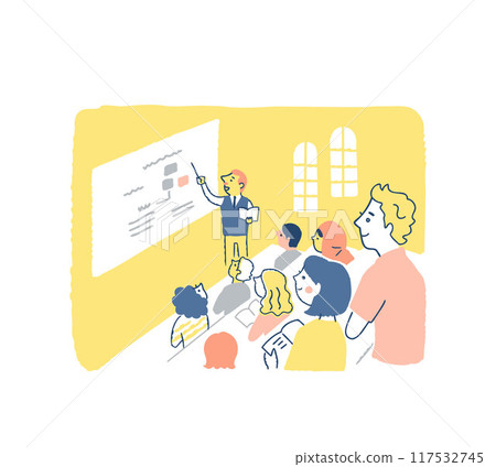 University lecture scene: Lecturer and students 117532745