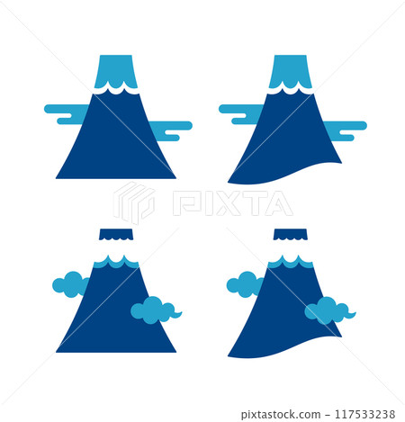 Simple Mt. Fuji illustration material set, New Year's and Fuji climbing icons 117533238
