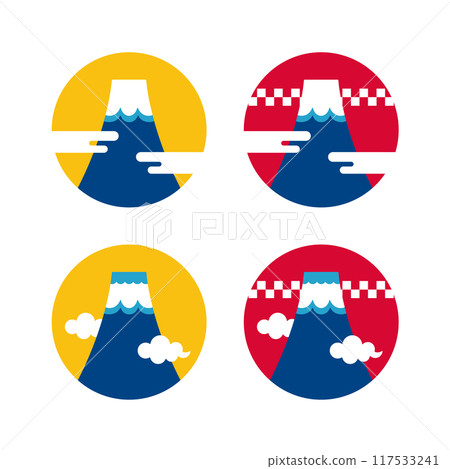 簡單的富士山插畫素材集，日式可愛的富士山圖標 117533241