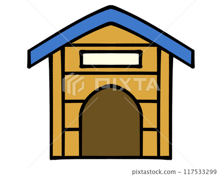Illustration material of a wooden doghouse 117533299