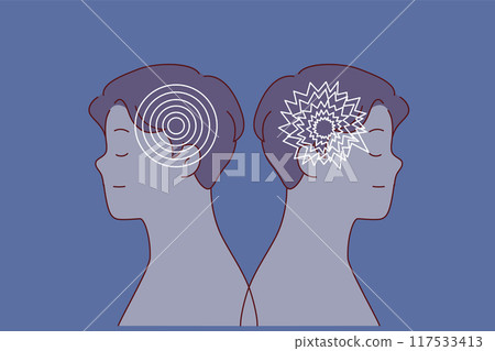 Comparison of men with healthy psychological state and bipolar disorder causing brain damage Comparison of men with healthy psychological state and bipolar disorder causing brain damage 117533413
