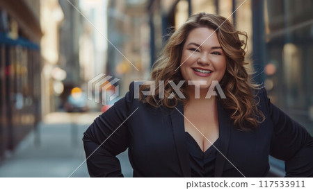 Portrait of young plus size woman 117533911