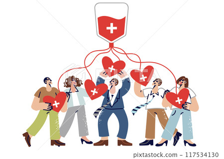 People celebrate donor day by donating blood and plasma to help patients in need of transfusions 117534130
