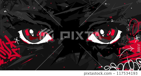Trendy Abstract Urban Futuristic Street Art Graffiti Style Background With Big Eyes Illustration Trendy Abstract Urban Futuristic Street Art Graffiti Style Background With Big Eyes Illustration 117534193
