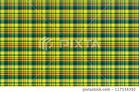 Yellow and green tartan check pattern background material 117534392