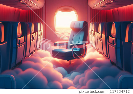 a chair that is in the middle of some clouds, digital art, conceptual art, flying in the clouds 117534712