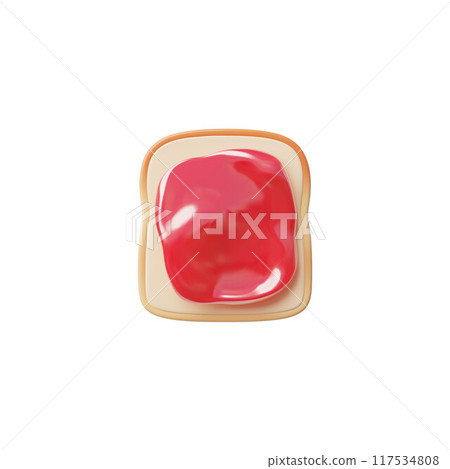 Toasted bread slice with pink jam 3D plastic style vector icon, cartoon sweet food snack breakfast, volume bakery toast Toasted bread slice with pink jam 3D plastic style vector icon, cartoon sweet food snack breakfast, volume bakery toast 117534808