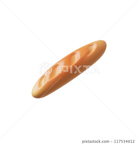 3d vector graphics of a long crispy loaf are isolated on a white background. 117534812