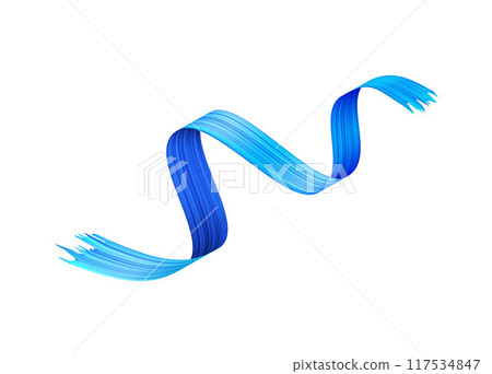 Brush made of colored ribbon with a blue gradient on a white isolated background. Brush made of colored ribbon with a blue gradient on a white isolated background. 117534847