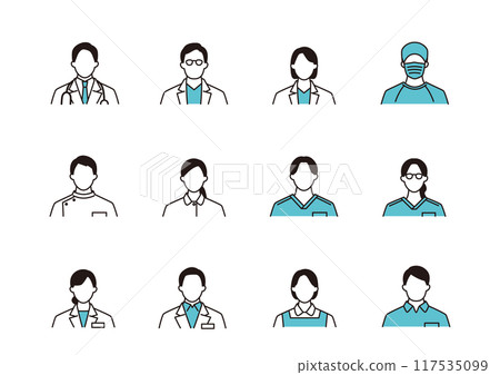 Medical team icon set Medical team icon set 117535099