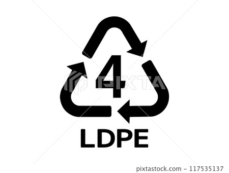 Recycling mark PET bottle number 4 material display Identification mark Icon material 117535137