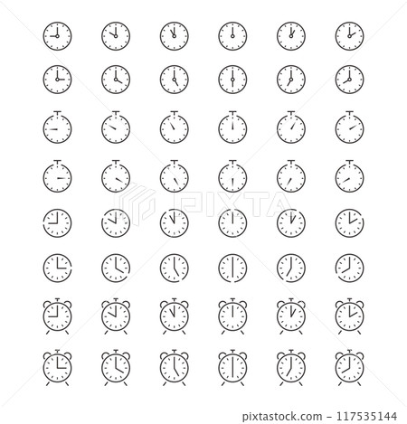 Simple set of clock icons with scales 117535144