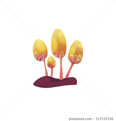 Poisonous toadstool. Alien yellow mushroom. 117535598