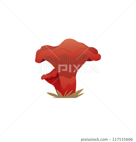 Chanterelle mushroom vector icon, cartoon magic fungi ginger color, fairy nature fungus, gui game fantasy plant isolated 117535606