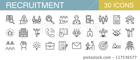 招募、工作變動、面試、招募圖示集 117536577