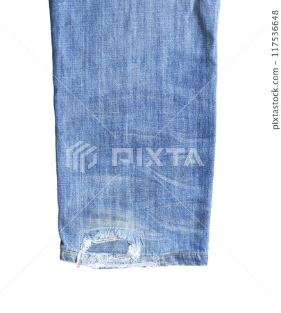 Legs of blue denim isolated on white background and have clipping paths. 117536648
