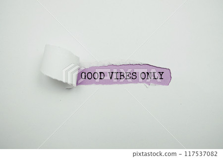Good Vibes Only text message on purple background Good Vibes Only text message on purple background 117537082