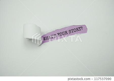 What's your story? text message on purple background 117537090