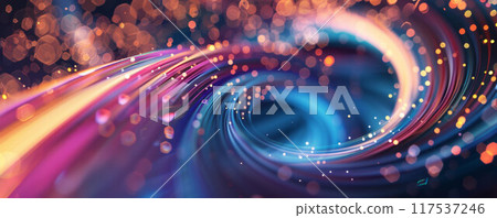 abstract dark background of light with stripes of colorful rays moving from the center abstract dark background of light with stripes of colorful rays moving from the center 117537246