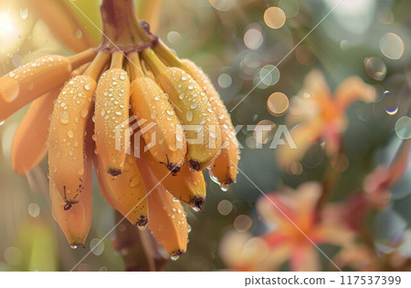 Bunch of banana, banana tree background Bunch of banana, banana tree background 117537399