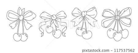 bows coquette outline design set 117537562