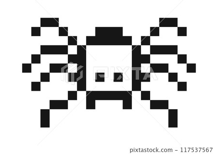 Pixel spider y2k insect, 8 bit retro old school bug. Halloween. computer game character. Pixel art design element 117537567
