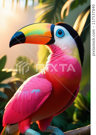 圖案鮮豔的巨嘴鳥 117537840