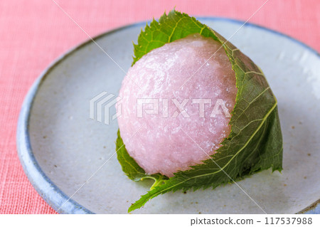 Japanese confectionery cherry rice cake Japanese confectionery cherry rice cake 117537988