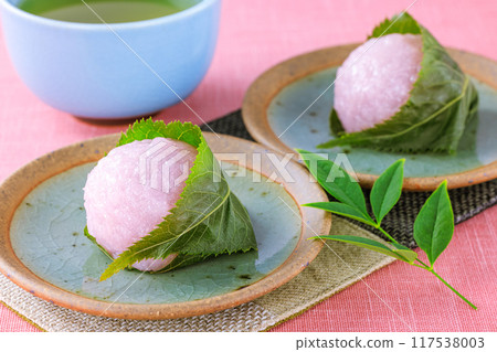 Japanese confectionery cherry rice cake 117538003