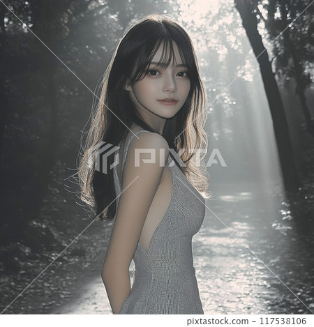 woman bathed in light 117538106