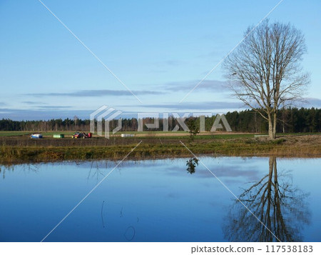 美麗的湖泊和藍天風景 117538183