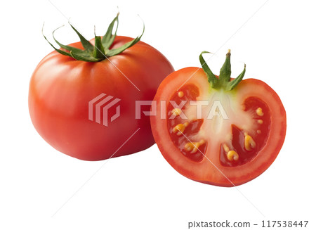 Tomato set. Red tomato collection. Realistic tomatoes on isolared transparent background 117538447
