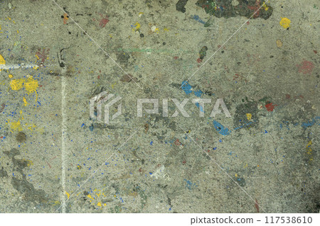 Dirty wall, spray graffitied concrete wall, splattered paint, sprayed spray Dirty wall, spray graffitied concrete wall, splattered paint, sprayed spray 117538610