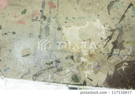 Dirty wall, spray graffitied concrete wall, splattered paint, sprayed spray Dirty wall, spray graffitied concrete wall, splattered paint, sprayed spray 117538657