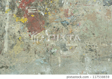 髒牆、噴塗鴉的混凝土牆、飛濺的油漆、噴漆 117538659