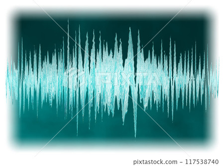 在振動的藍黑色顯示器背景上劇烈上下振動的蒼白明亮的大理石圖案波形（修飾和色彩處理材料） 117538740