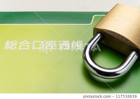 Bankbook and padlock Bankbook and padlock 117538839