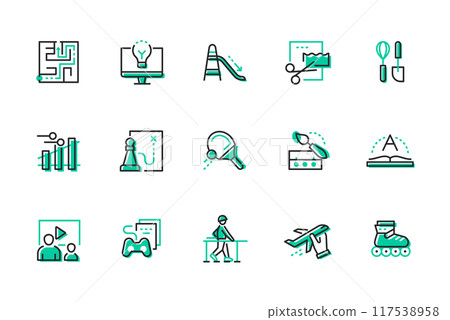 Entertainment and hobbies - set of line design style icons Entertainment and hobbies - set of line design style icons 117538958