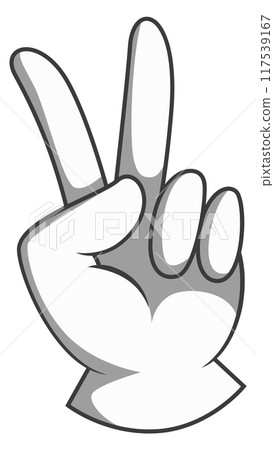 Victory hand gesture. V fingers comic arm 117539167